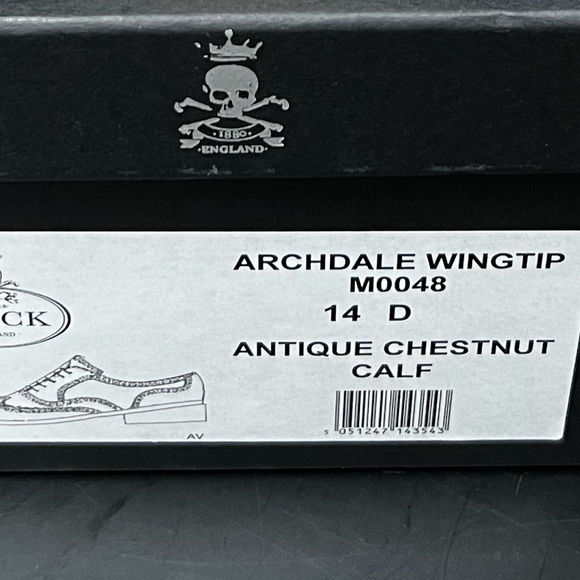 Barker Black Archdale Wingtip. Custom size 14D. Antique Chestnut Calf. - Picture 4 of 4